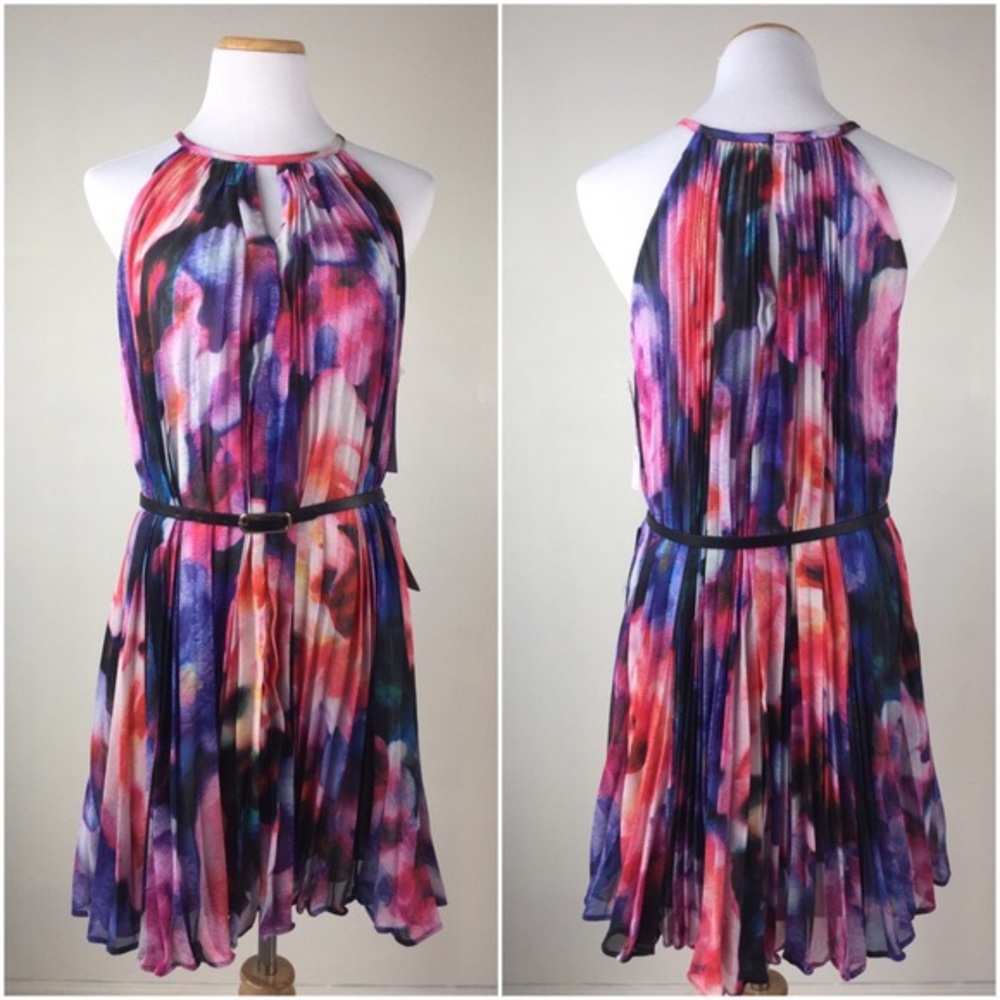 NWT Maggy London Pleated Chiffon Dress Size 2